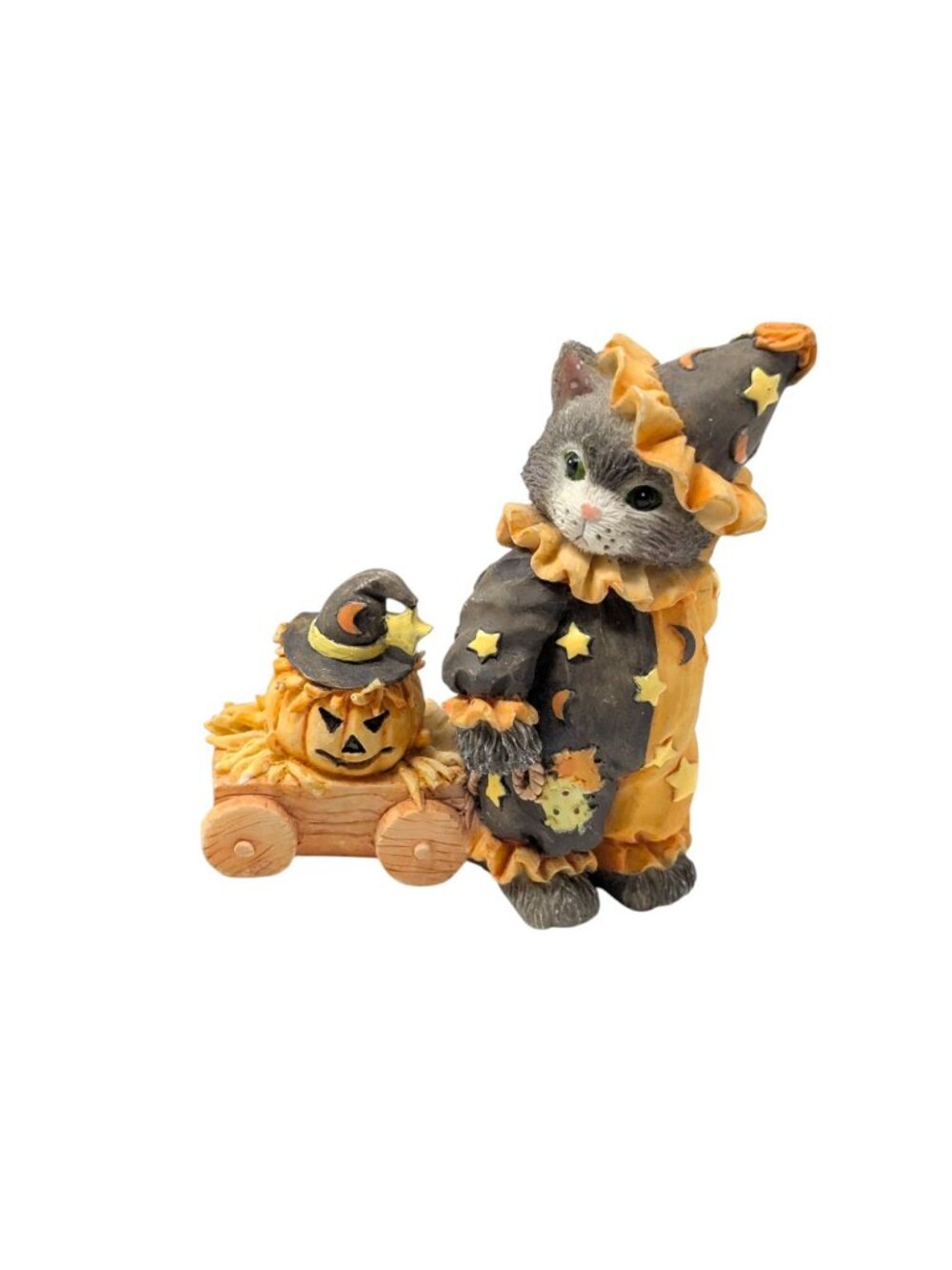 Vintage 1994 Enesco Calico Kittens Cute As A Pumpkin Black Cat Clown Halloween